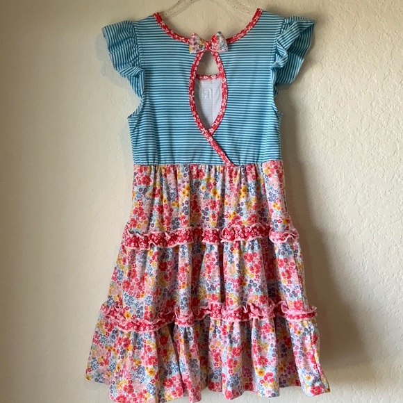 Girls Flower Dress with Bows - Picture 2 of 3